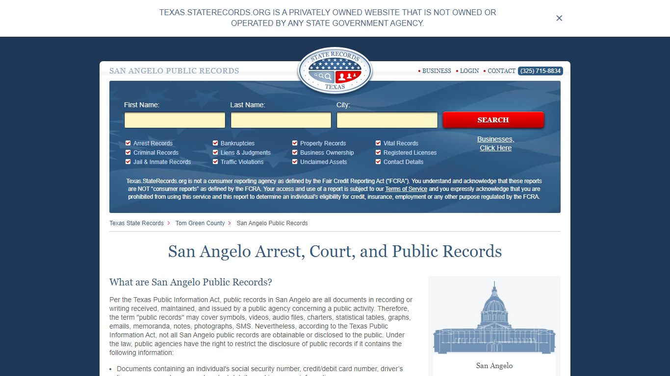 San Angelo Arrest and Public Records | Texas.StateRecords.org